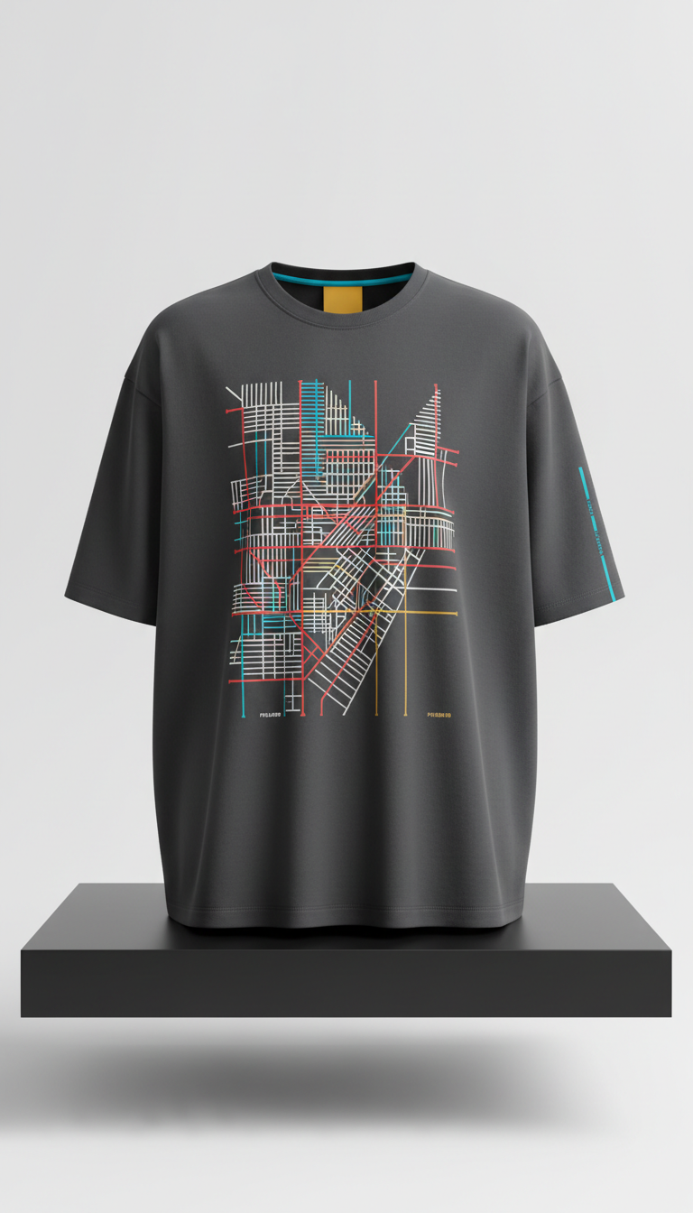 City Grid graphic oversized t-shirt